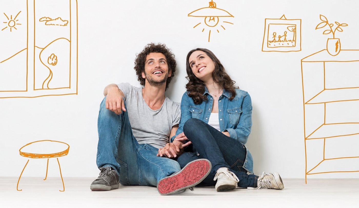 First home buyer couple planning a property purchase